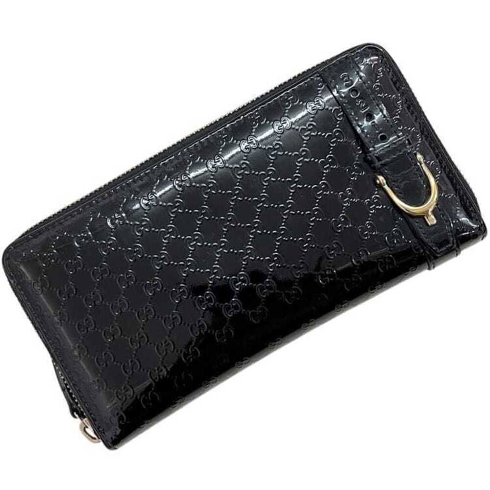 Gucci Round Zipper Long Wallet Microsima Leather Black